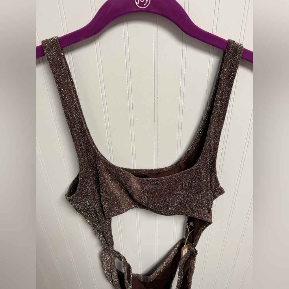 SKIMS Glitter Swim Monokini Cocoa Large - Picture 2 of 9